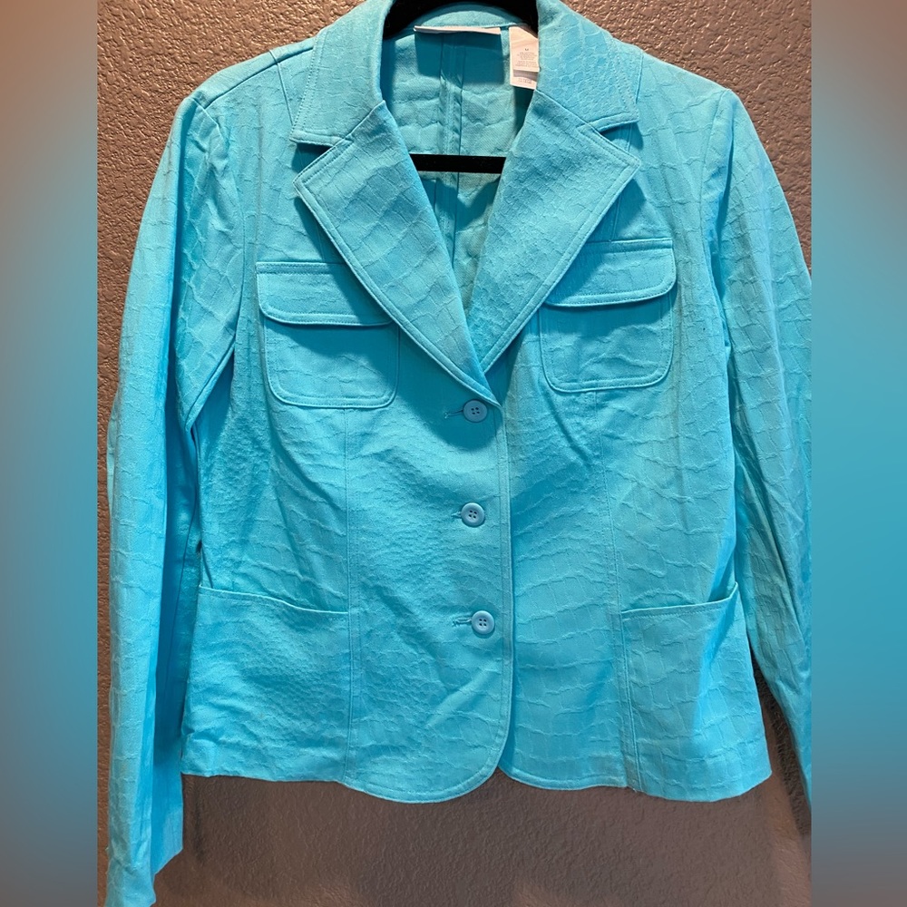 Liz Claiborne, first issue, turquoise jacket. Like new, worn once.